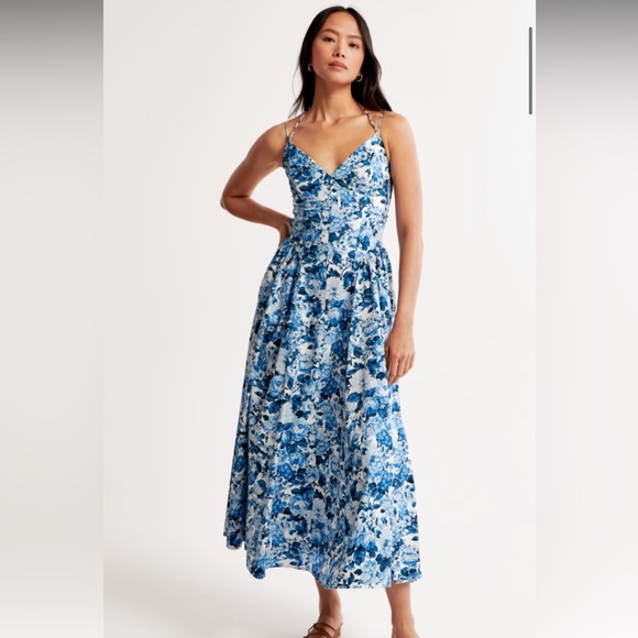 SOLD - Abercrombie & Fitch - Strappy Drop-Waist Maxi Dress size large - Picture 1 of 5